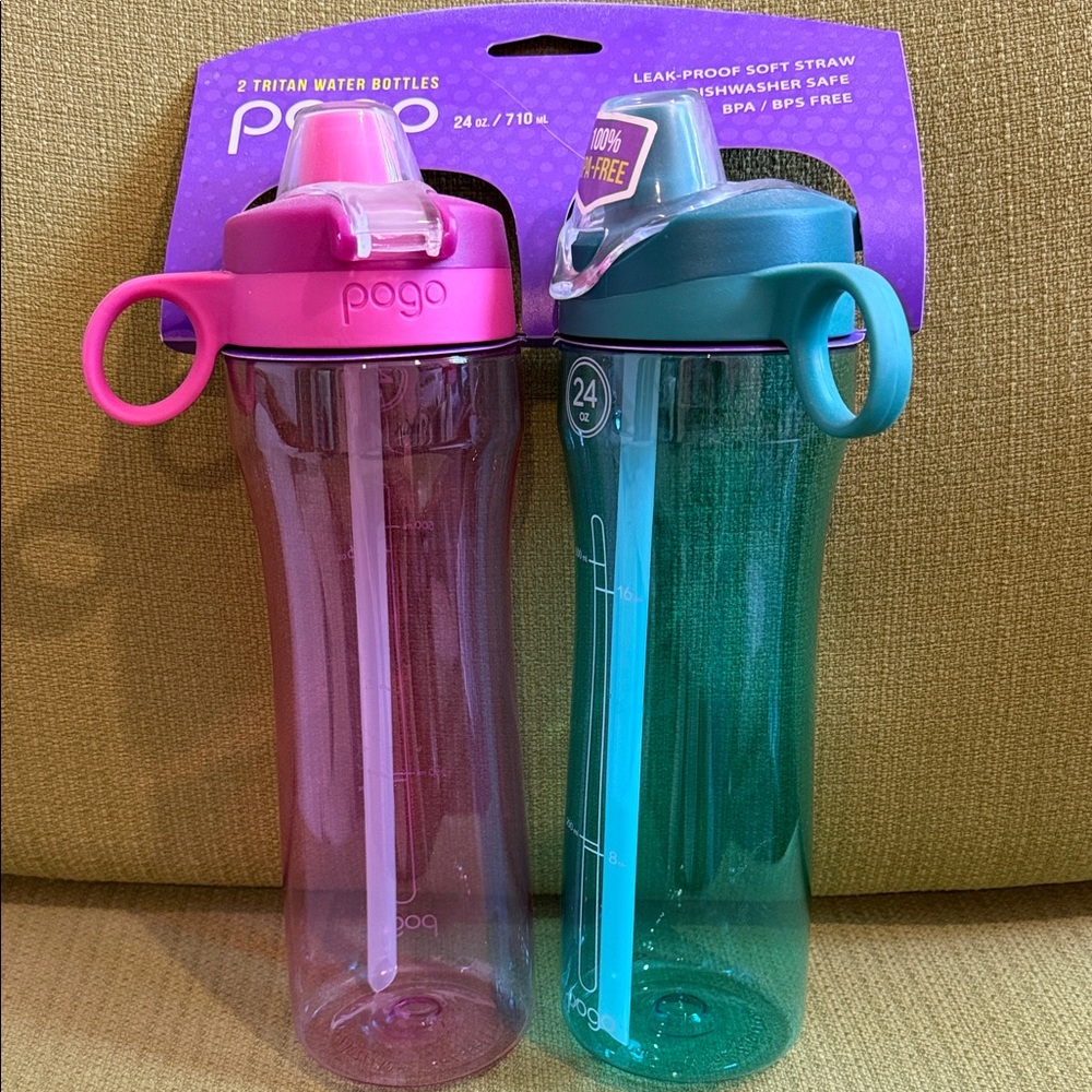 24oz Pink & Teal Tritan Water Bottles - 2 Pack